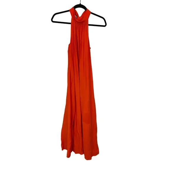 COS Bright Orange Halterneck Maxi Dress Minimalist Resort Elegant 12 Resortewar - Picture 3 of 8
